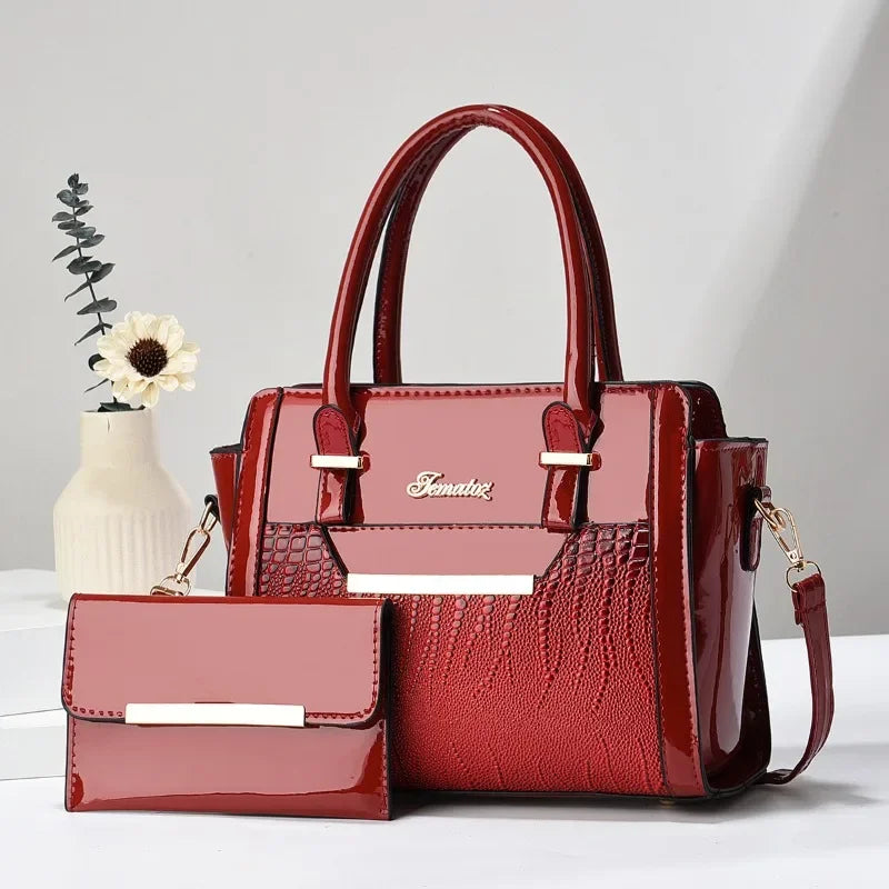Crocodile Print Shoulder Tote - Curated by Zorafort