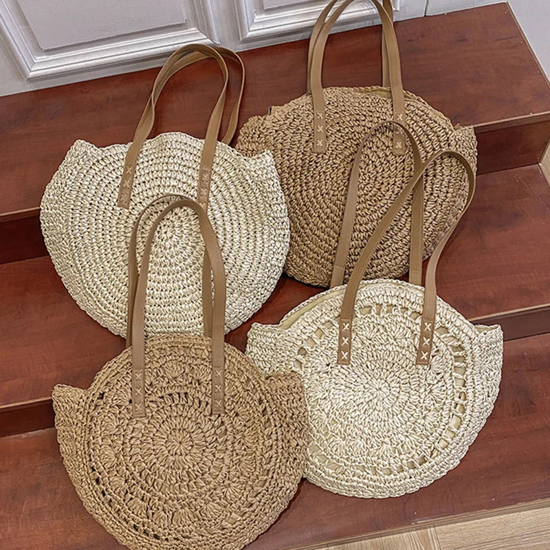 Round Boho Straw Tote – Curated by Zorafort