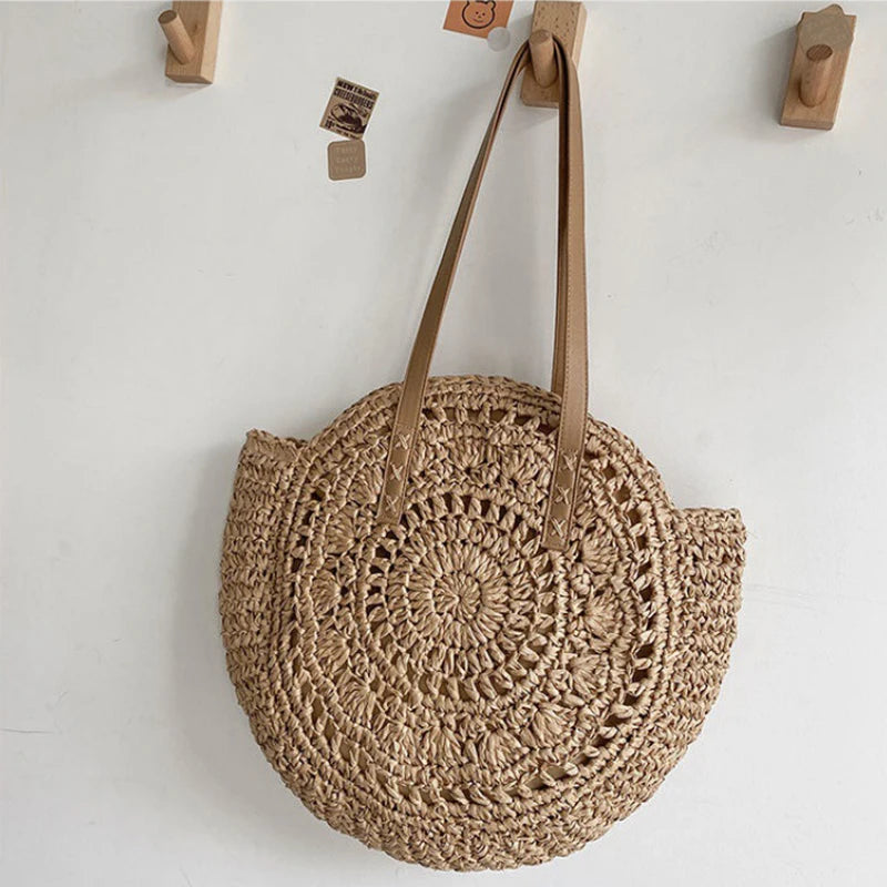 Round Boho Straw Tote – Curated by Zorafort