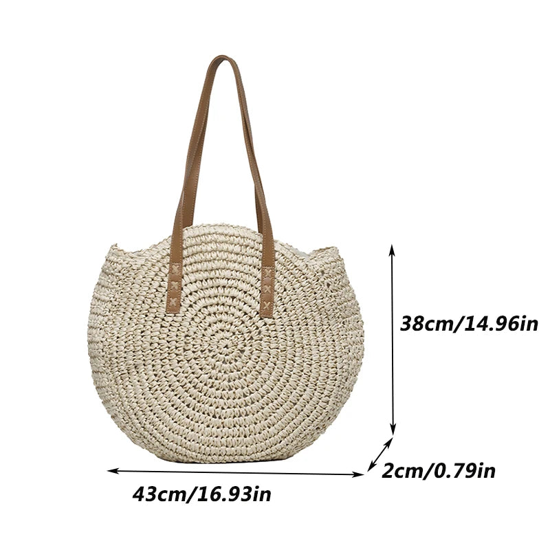 Round Boho Straw Tote – Curated by Zorafort