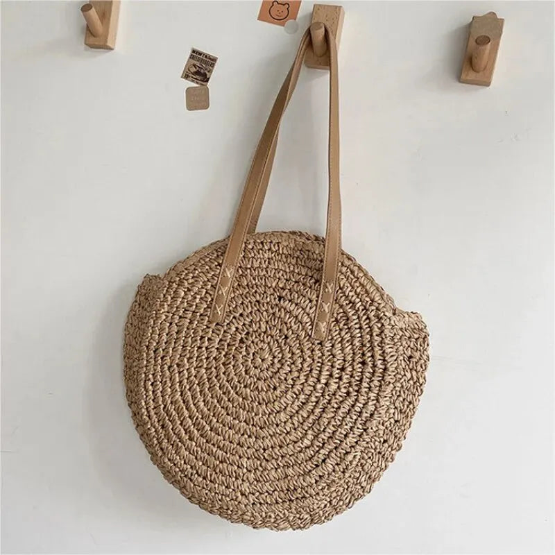 Round Boho Straw Tote – Curated by Zorafort