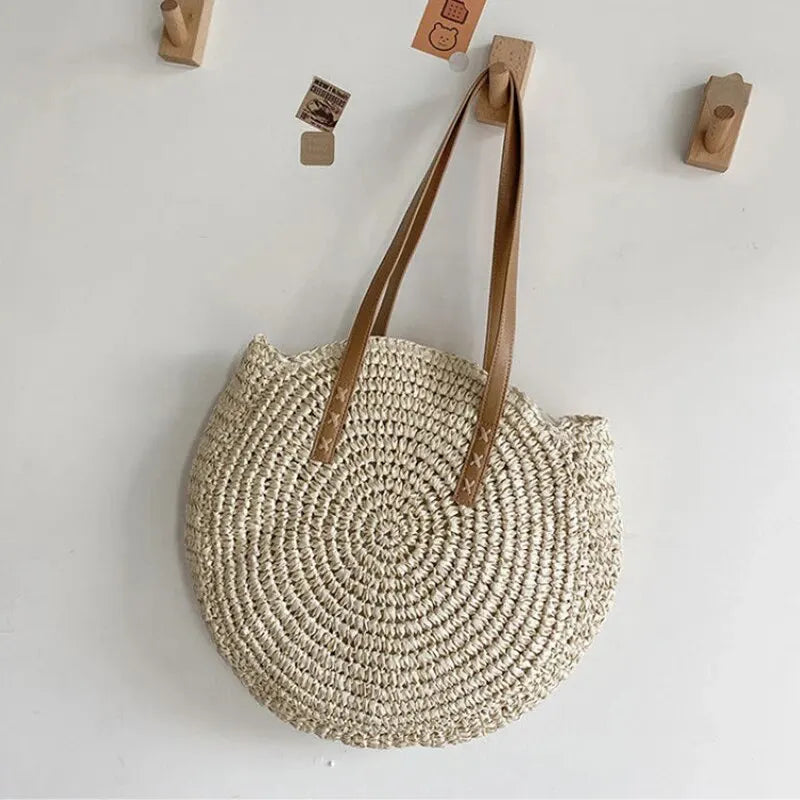Round Boho Straw Tote – Curated by Zorafort