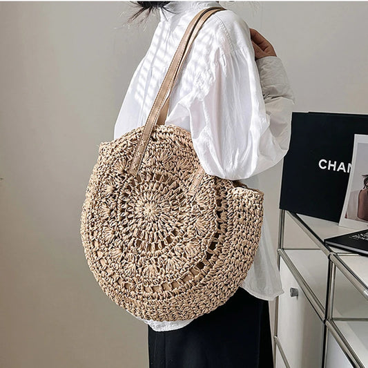 Round Boho Straw Tote – Curated by Zorafort