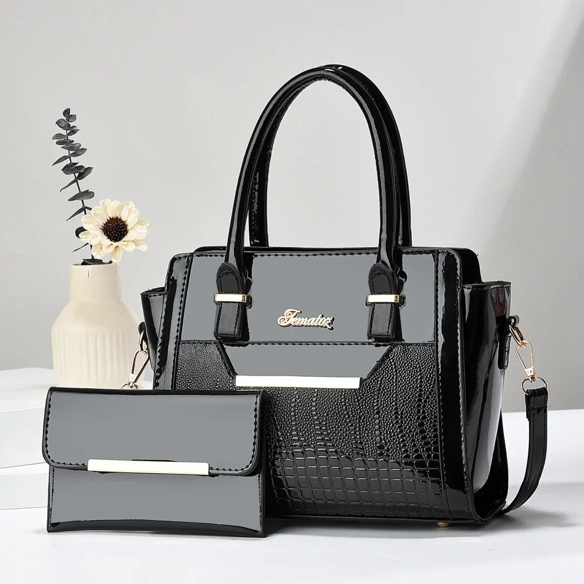 Crocodile Print Shoulder Tote - Curated by Zorafort