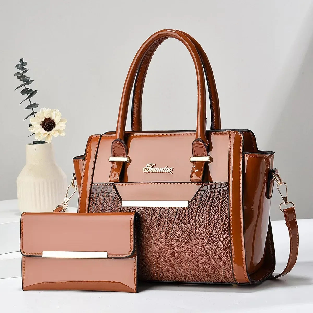 Crocodile Print Shoulder Tote - Curated by Zorafort