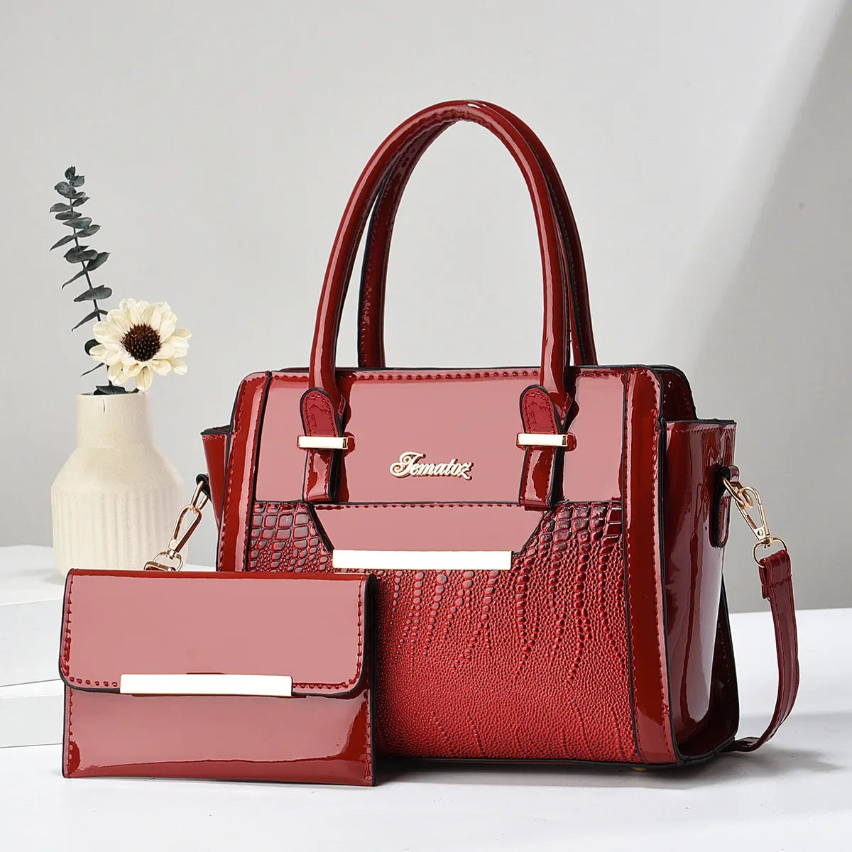 Crocodile Print Shoulder Tote - Curated by Zorafort