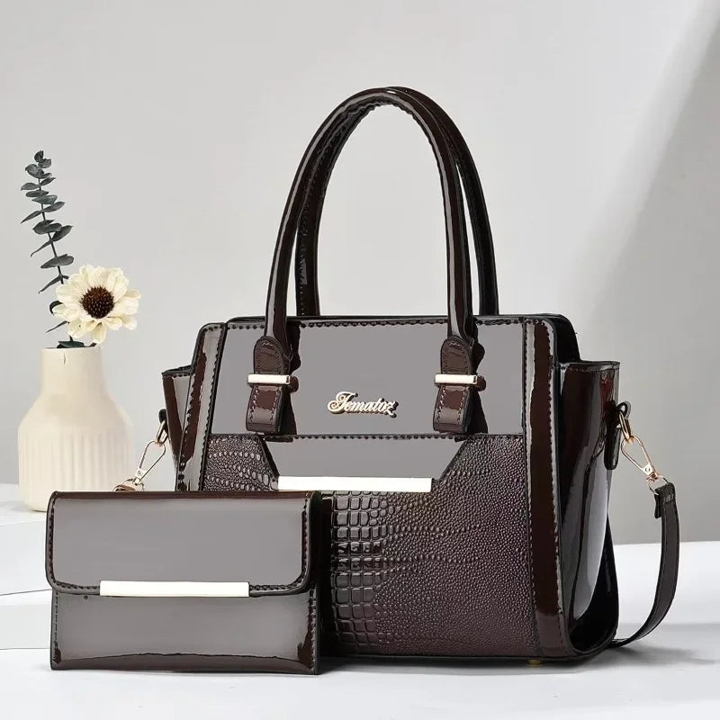 Crocodile Print Shoulder Tote - Curated by Zorafort