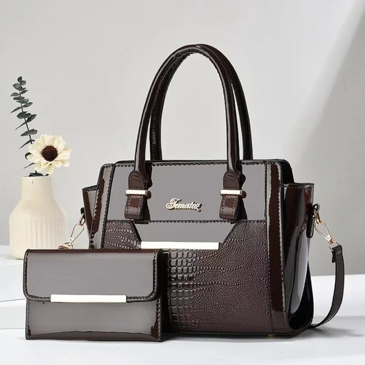 Crocodile Print Shoulder Tote - Curated by Zorafort