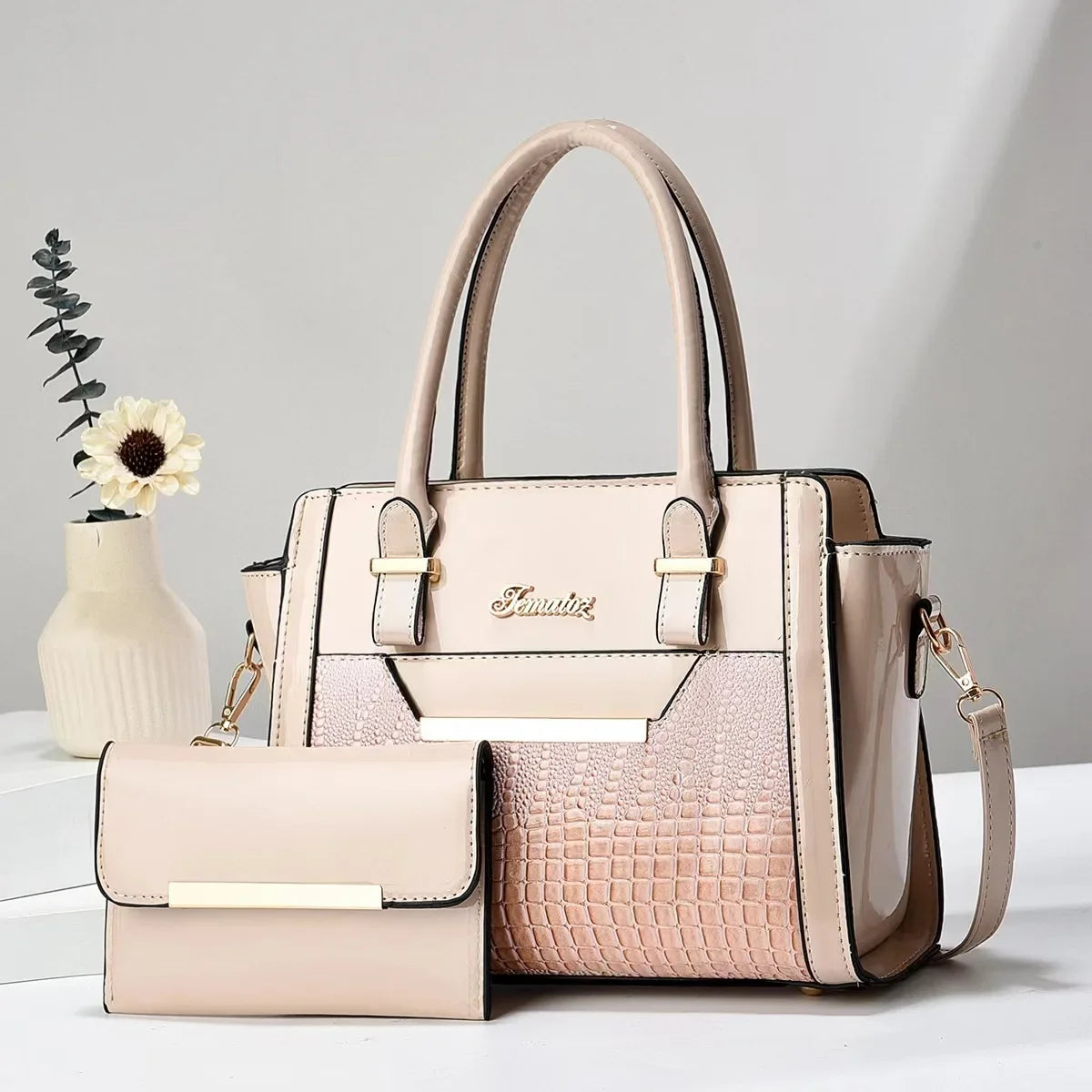 Crocodile Print Shoulder Tote - Curated by Zorafort