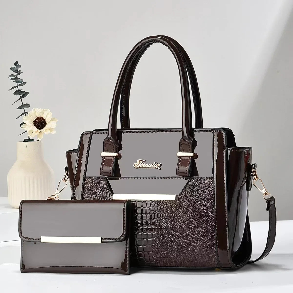 Crocodile Print Shoulder Tote - Curated by Zorafort