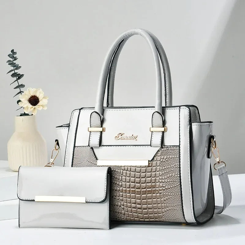 Crocodile Print Shoulder Tote - Curated by Zorafort