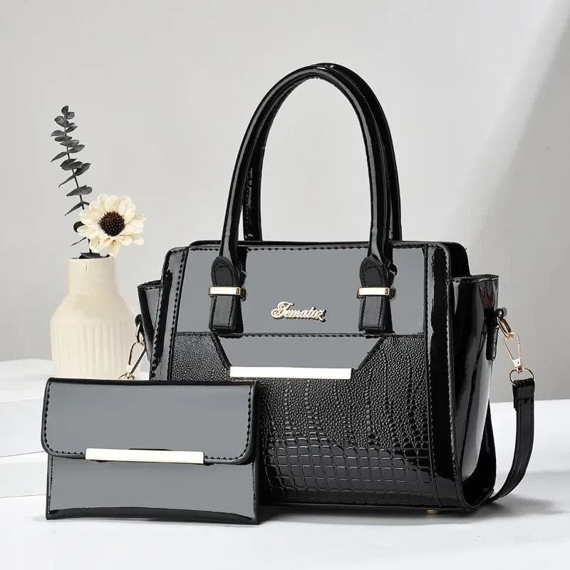 Crocodile Print Shoulder Tote - Curated by Zorafort