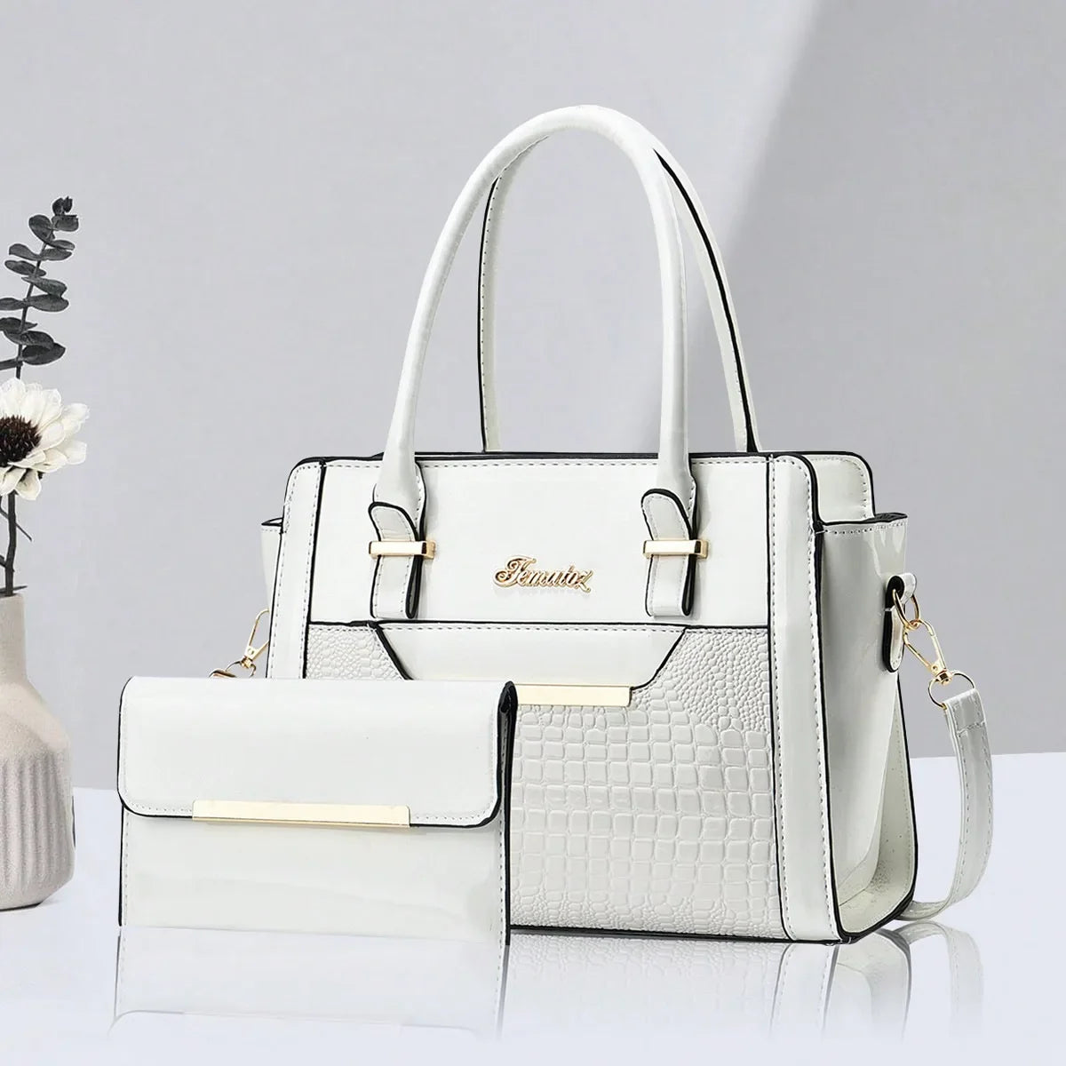 Crocodile Print Shoulder Tote - Curated by Zorafort