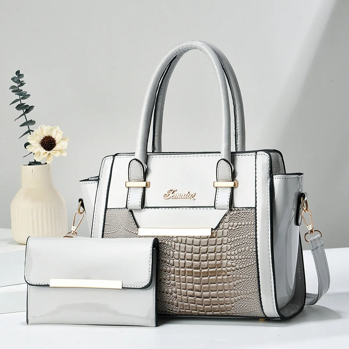 Crocodile Print Shoulder Tote - Curated by Zorafort