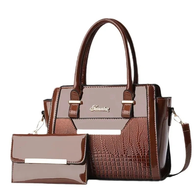 Crocodile Print Shoulder Tote - Curated by Zorafort